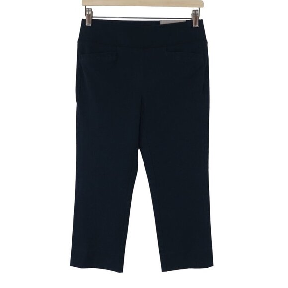 SOFT SURROUNDINGS Women's Navy Blue Stretch Straight Leg Crop Pants PXS NWT - Picture 1 of 8